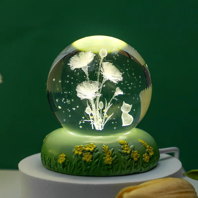 Flower Crystal Ball Small Night Lamp
