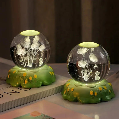 Flower Crystal Ball Small Night Lamp