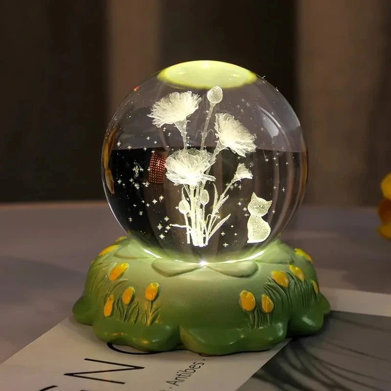 Flower Crystal Ball Small Night Lamp