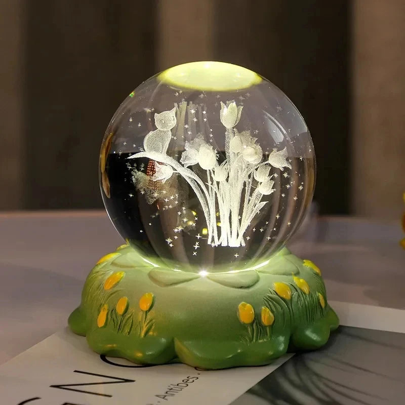 Flower Crystal Ball Small Night Lamp